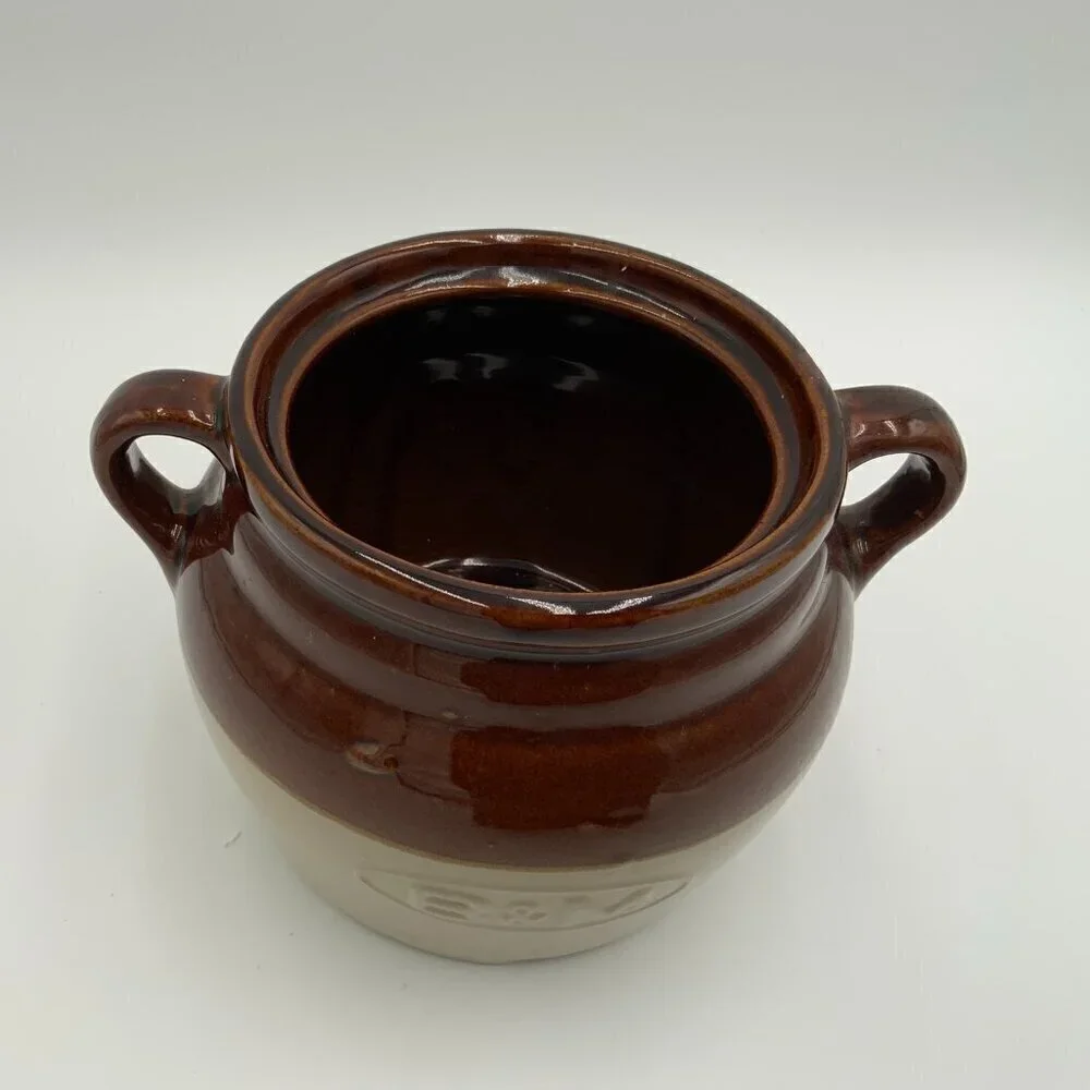 Vintage B & M Baked Beans Stoneware Bean Pot Only Brown Tan 0606 USA